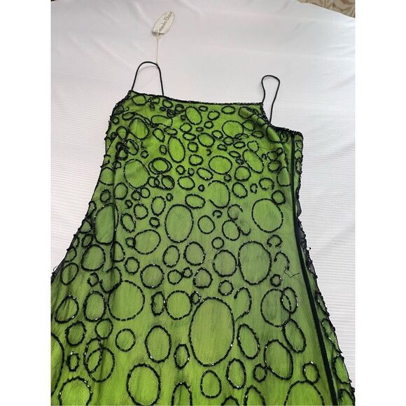 Cassandra Stone Y2k 90s Green Black Beaded Dress Size 6 Read Description - Picture 7 of 13